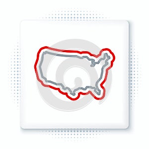 Line USA map icon isolated on white background. Map of the United States of America. Colorful outline concept. Vector