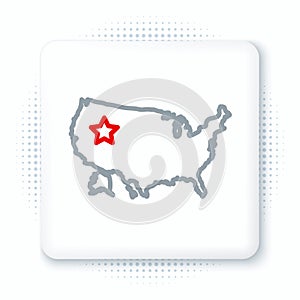 Line USA map icon isolated on white background. Map of the United States of America. Colorful outline concept. Vector