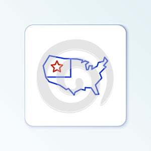 Line USA map icon isolated on white background. Map of the United States of America. Colorful outline concept. Vector