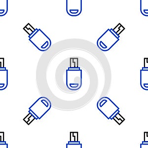 Line USB flash drive icon isolated seamless pattern on white background. Colorful outline concept. Vector