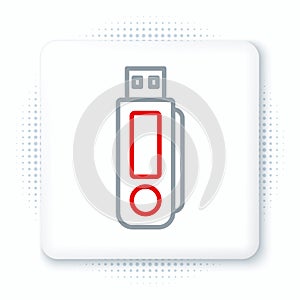 Line USB flash drive icon isolated on white background. Colorful outline concept. Vector