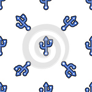 Line USB symbol icon isolated seamless pattern on white background. Colorful outline concept. Vector