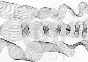 Line of vector abstract graphic wave patterns