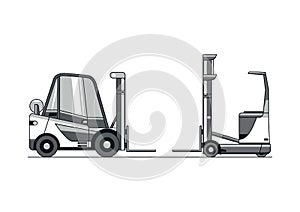 Modern reach truck and counterbalance forklift photo