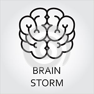 Line vector icon brainstorm as brain on white