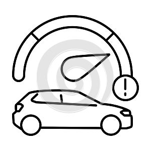 Line vector icon, car accident, exceeding the permissible speed