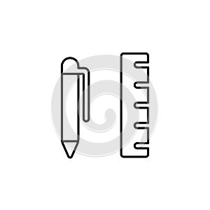 Line vector icon geometry, measuring ruler. Outline vector icon