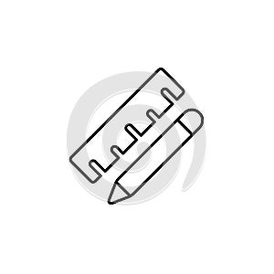 Line vector icon geometry, measuring ruler. Outline vector icon