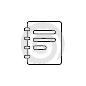 Line vector icon jotter, notebook. Outline vector icon