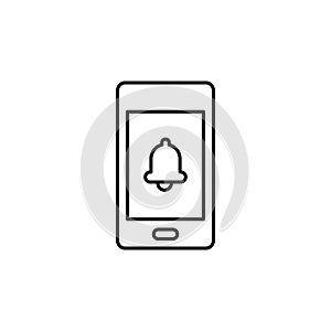 Line vector icon phone, bell, ringtone. Outline vector icon