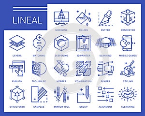 Line vector icons in a modern style.