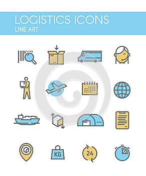 Line vector logistics icons.