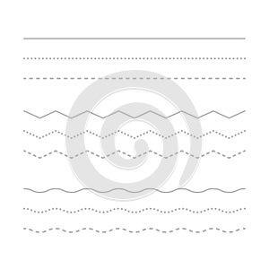 Line Vector Set, Solid Line, Dotted, Curvy Line Graphic Elements, Illustration Background