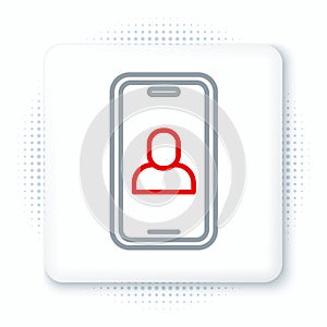 Line Video chat conference icon isolated on white background. Online meeting work form home. Remote project management