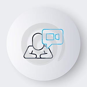 Line Video chat conference icon isolated on white background. Online meeting work form home. Remote project management