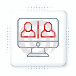 Line Video chat conference icon isolated on white background. Online meeting work form home. Remote project management