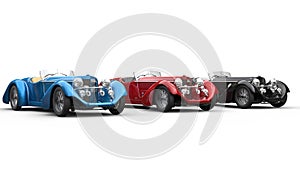 Line of vintage cars