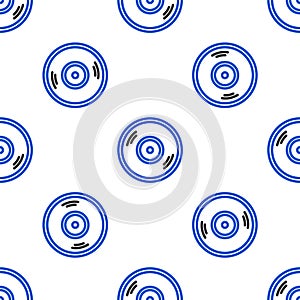 Line Vinyl disk icon isolated seamless pattern on white background. Colorful outline concept. Vector