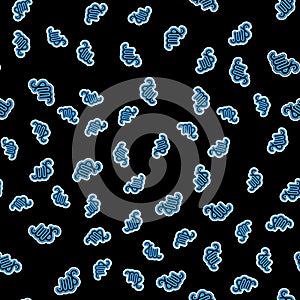 Line Virgo zodiac sign icon isolated seamless pattern on black background. Astrological horoscope collection. Vector