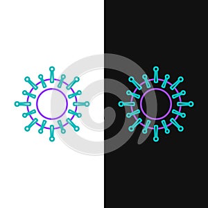 Line Virus icon isolated on white and black background. Corona virus 2019-nCoV. Bacteria and germs, cell cancer, microbe