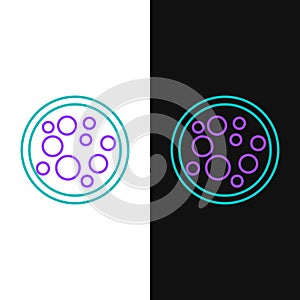Line Virus icon isolated on white and black background. Corona virus 2019-nCoV. Bacteria and germs, cell cancer, microbe