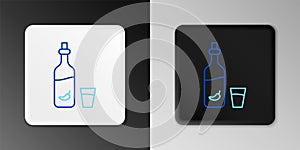 Line Vodka with pepper and glass icon isolated on grey background. Ukrainian national alcohol. Colorful outline concept