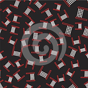 Line Volleyball net icon isolated seamless pattern on black background. Vector
