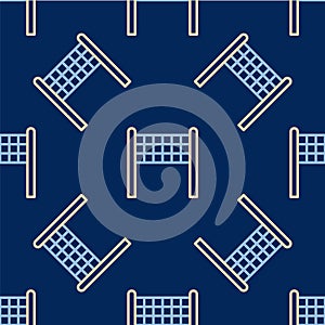 Line Volleyball net icon isolated seamless pattern on blue background. Vector