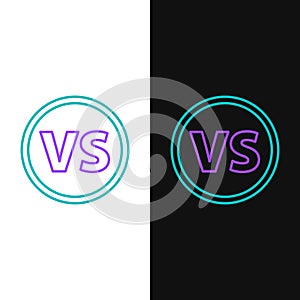 Line VS Versus battle icon isolated on white and black background. Competition vs match game, martial battle vs sport