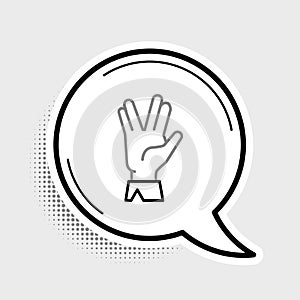 Line Vulcan salute icon isolated on grey background. Hand with vulcan greet. Spock symbol. Colorful outline concept