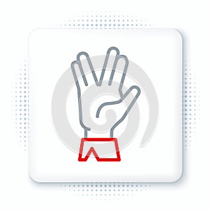 Line Vulcan salute icon isolated on white background. Hand with vulcan greet. Spock symbol. Colorful outline concept