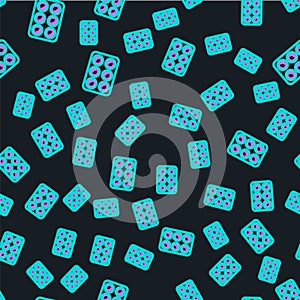Line Watercolor paints in box icon isolated seamless pattern on black background. Vector Illustration
