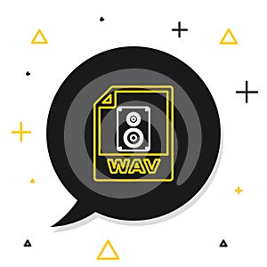 Line WAV file document. Download wav button icon isolated on white background. WAV waveform audio file format for