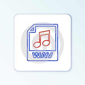 Line WAV file document. Download wav button icon isolated on white background. WAV waveform audio file format for