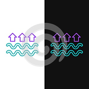 Line Waves of water and evaporation icon isolated on white and black background. Colorful outline concept. Vector