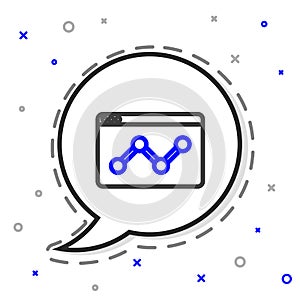 Line Web analytics information and development website statistic icon isolated on white background. Analysis, management