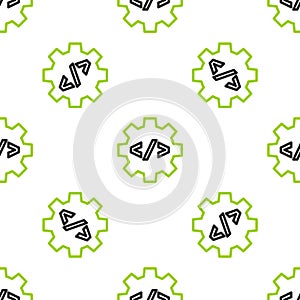 Line Web design and front end development icon isolated seamless pattern on white background. Vector