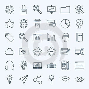 Line Web Development Icons
