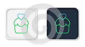 Line Wedding cake with heart icon isolated on white background. Happy Valentines day. Colorful outline concept. Vector