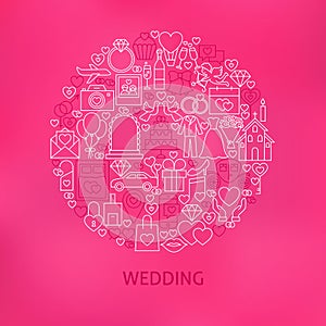 Line Wedding Icons Circle Concept