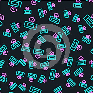 Line Wet wipe pack icon isolated seamless pattern on black background. Vector