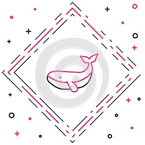 Line Whale icon isolated on white background. Colorful outline concept. Vector