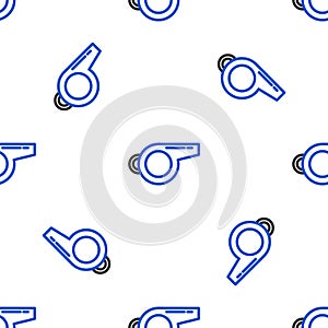 Line Whistle icon isolated seamless pattern on white background. Referee symbol. Fitness and sport sign. Colorful