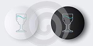 Line Wine glass icon isolated on grey background. Wineglass icon. Goblet symbol. Glassware sign. Happy Easter. Colorful