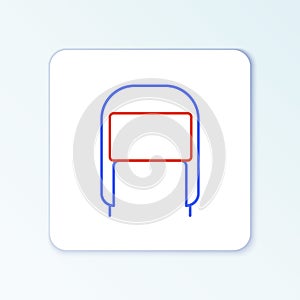 Line Winter hat with ear flaps icon isolated on white background. Colorful outline concept. Vector