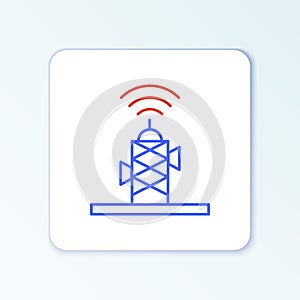 Line Wireless antenna icon isolated on white background. Technology and network signal radio antenna. Colorful outline