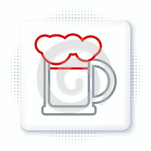 Line Wooden beer mug icon isolated on white background. Colorful outline concept. Vector