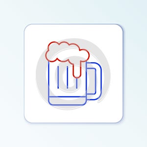 Line Wooden beer mug icon isolated on white background. Colorful outline concept. Vector