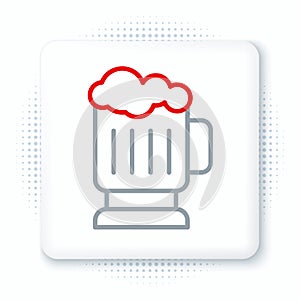 Line Wooden beer mug icon isolated on white background. Colorful outline concept. Vector