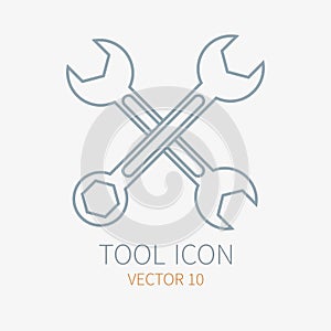 Line working color wrench for construction, building and home repair icon. Vector illustration. Element for design. Hand